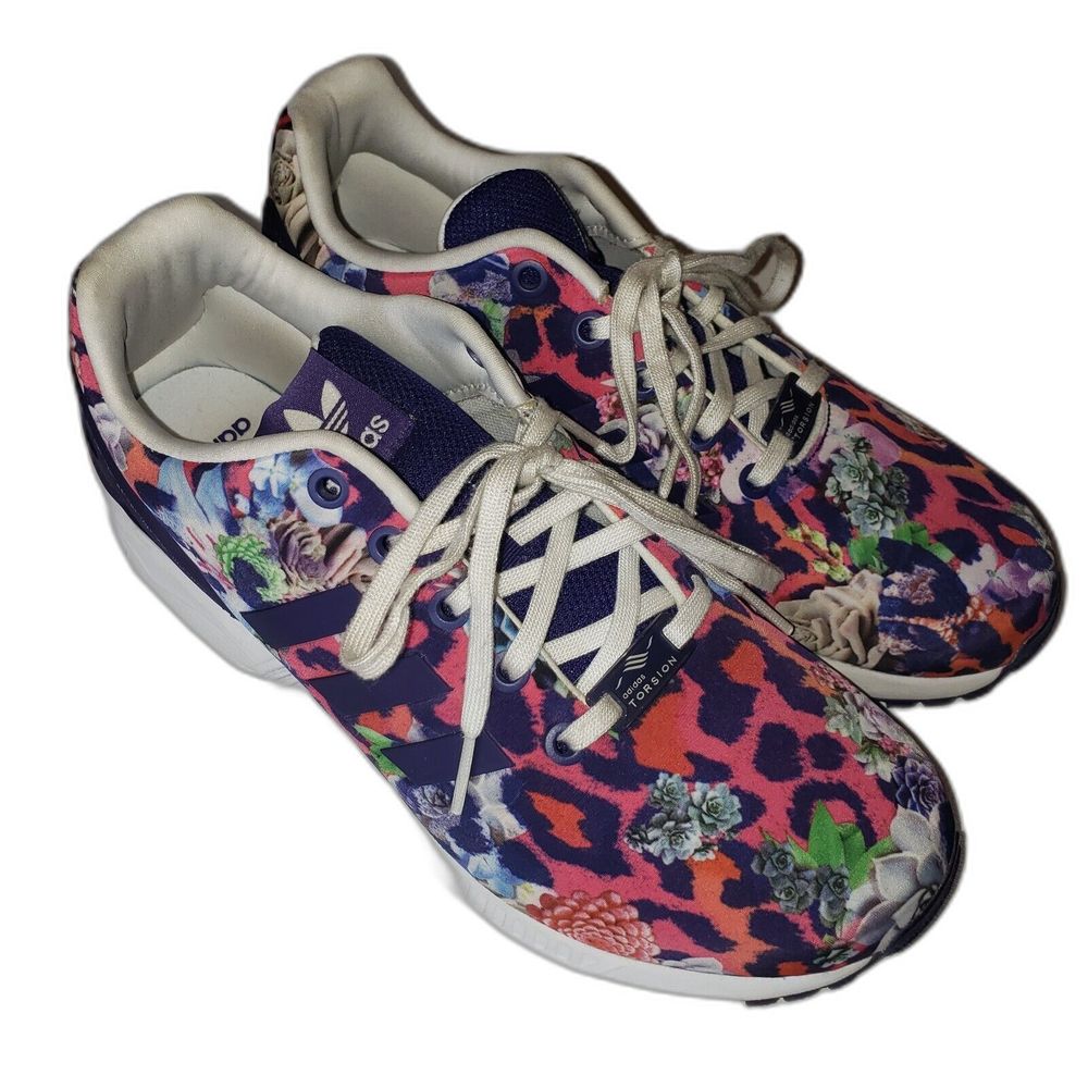ADIDAS TORSION ZX FLUX MEN’S 6.5 US MULTICOLOR FLORAL CHEETAH PRINT